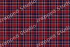 Traditional red and navy blue tartan plaid pattern with thin white stripes.