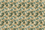 Vintage Renaissance angel pattern featuring golden-winged cherubs on a muted sage green background.
