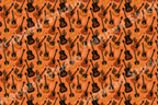 Southwestern acoustic guitar pattern with desert cacti on a warm terracotta orange background.