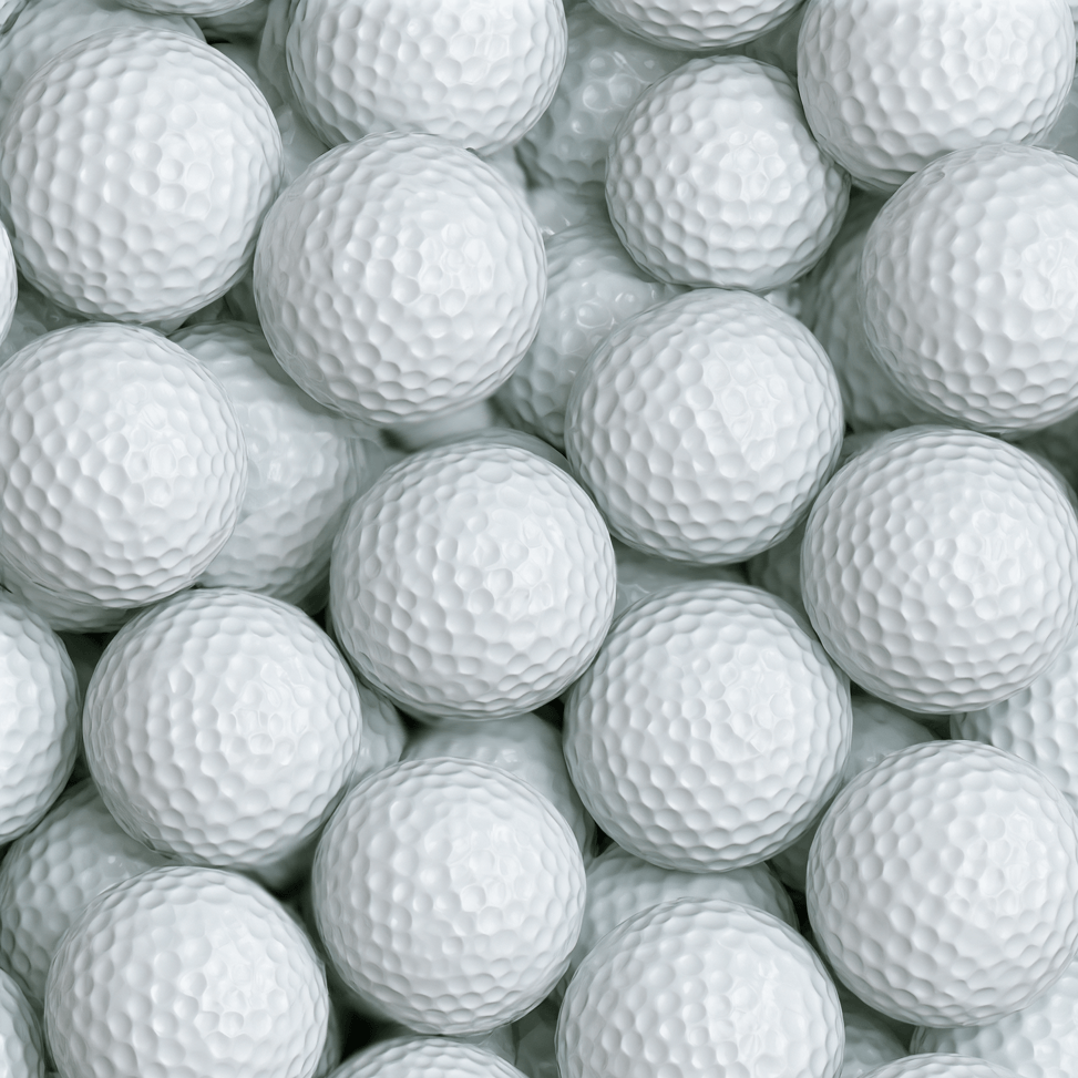 Seamless golf ball pattern featuring realistic white dimpled sports balls in a repeating design.