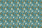 Ornate teal and gold seahorse pattern with elegant vintage coastal botanical seaweed.