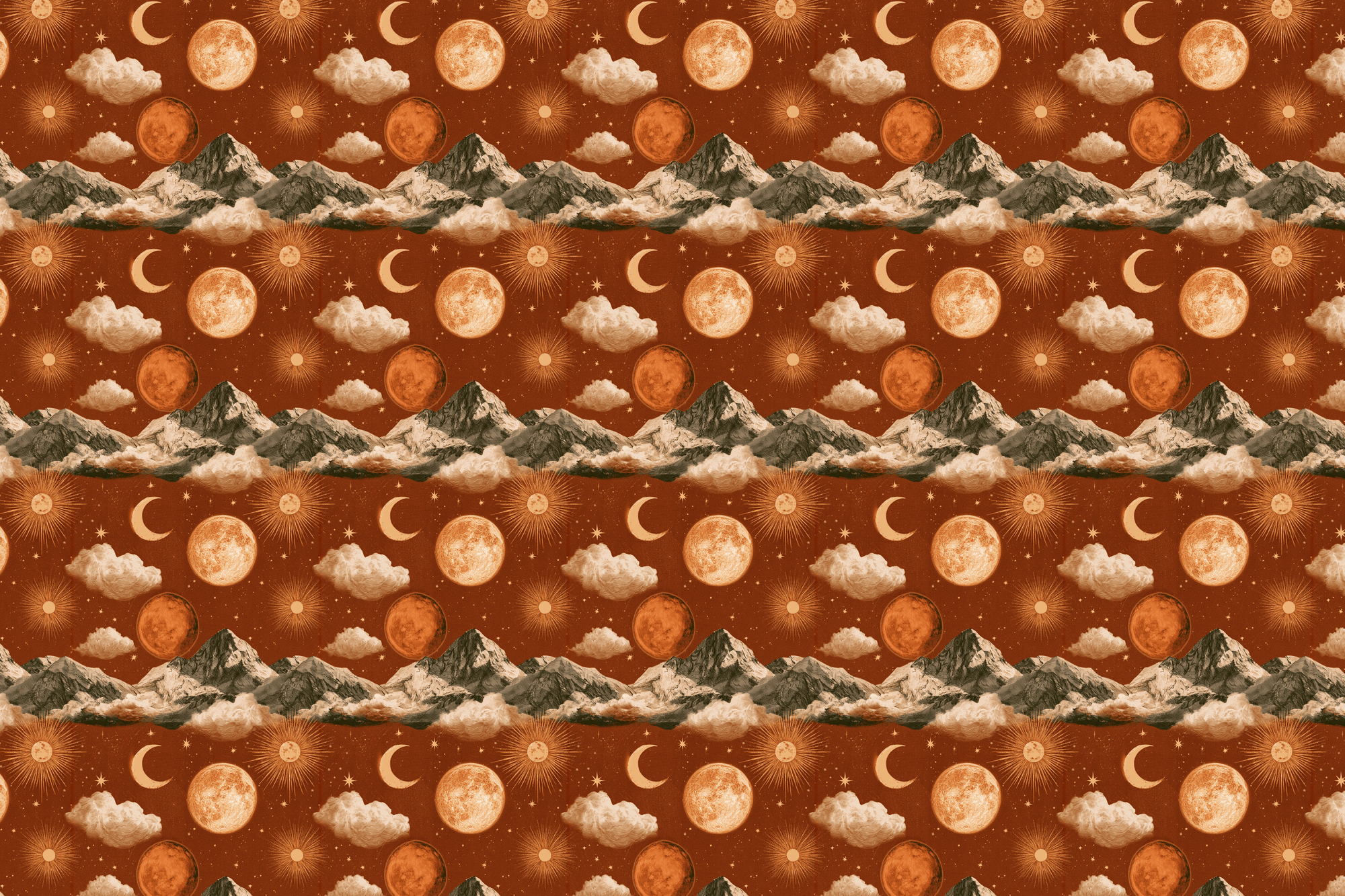 Celestial Cosmos: Vintage Landscape Wrapping Paper