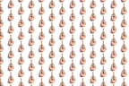 Seamless boho floral pattern featuring watercolor acoustic guitars and pink roses on a white background.