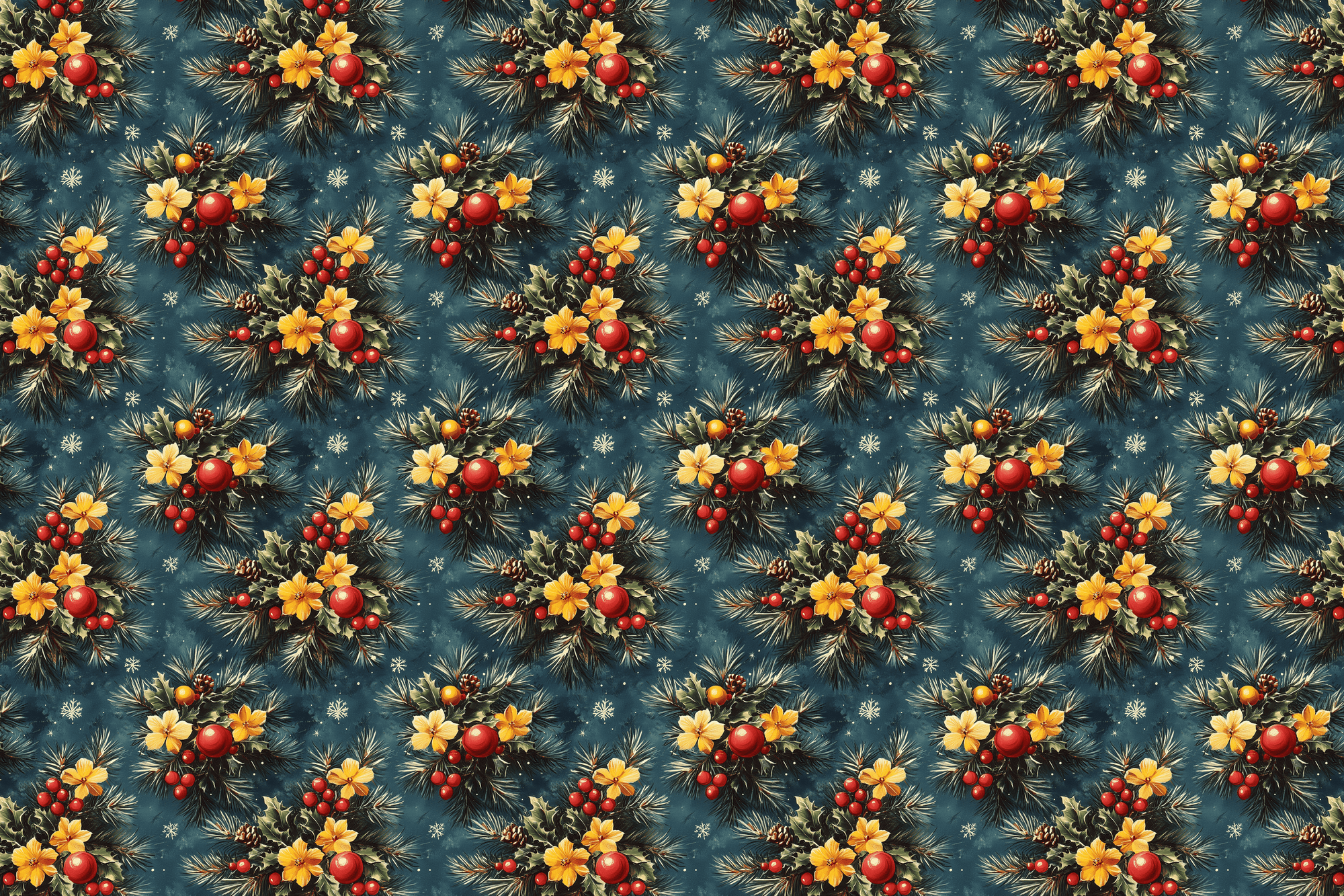 Vintage 1930s: Botanical Christmas Wrapping Paper