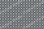 Elegant navy blue and cream damask pattern with vintage floral motifs in a classic ogee trellis design.