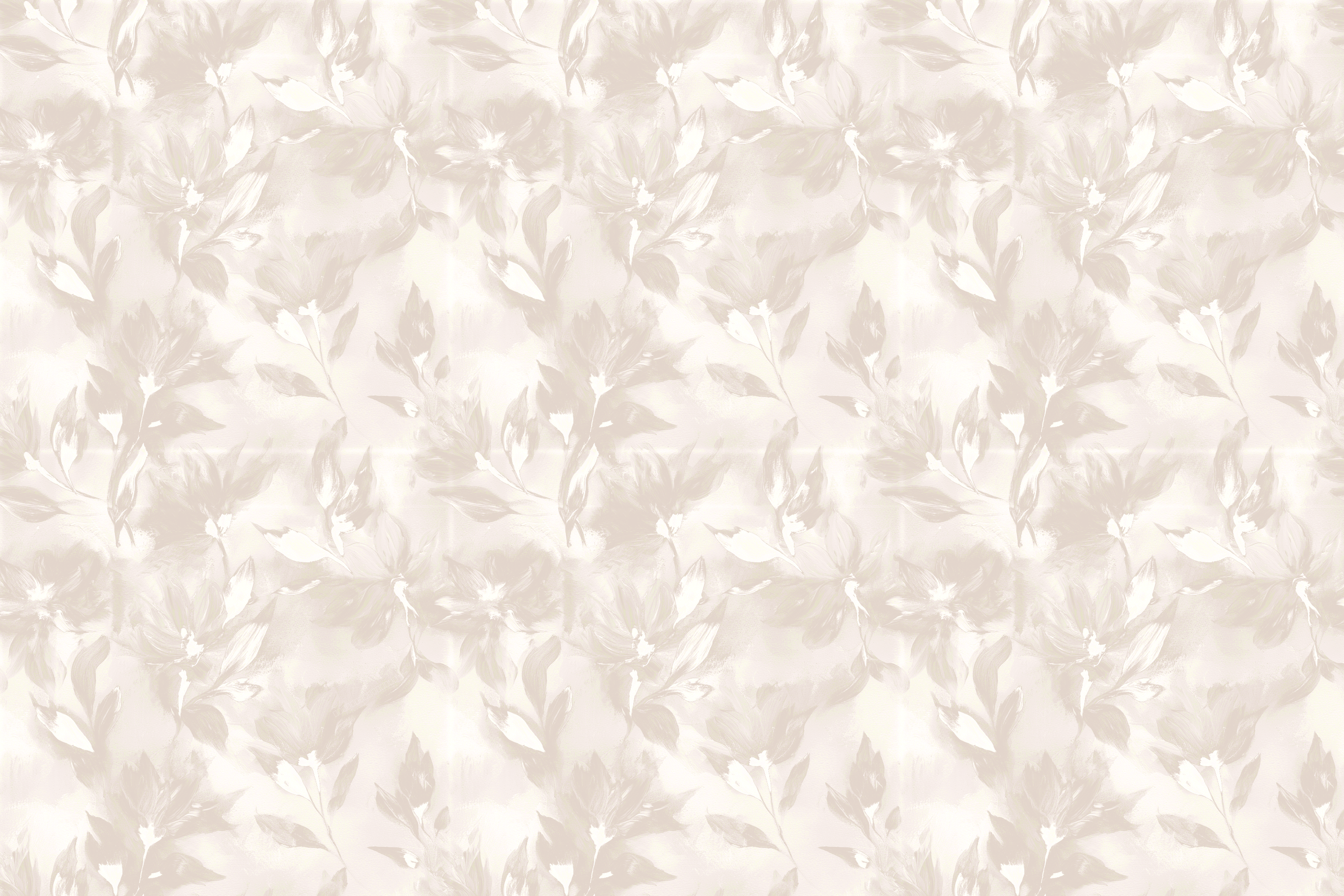 Elegant watercolor floral pattern in soft cream and neutral beige with vintage botanical motifs.