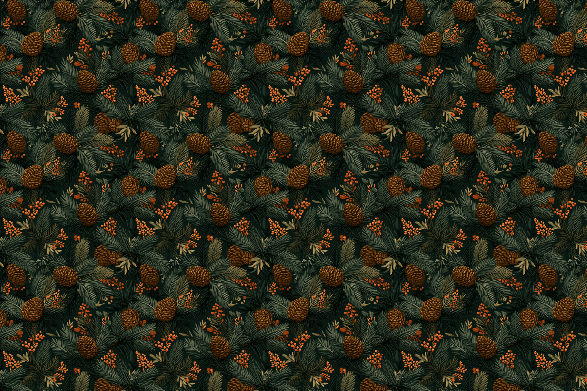Woodland Whispers: Pinecone Christmas Wrapping Paper