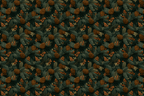 Vintage botanical pattern featuring pinecones and pine branches on a dark forest green background.
