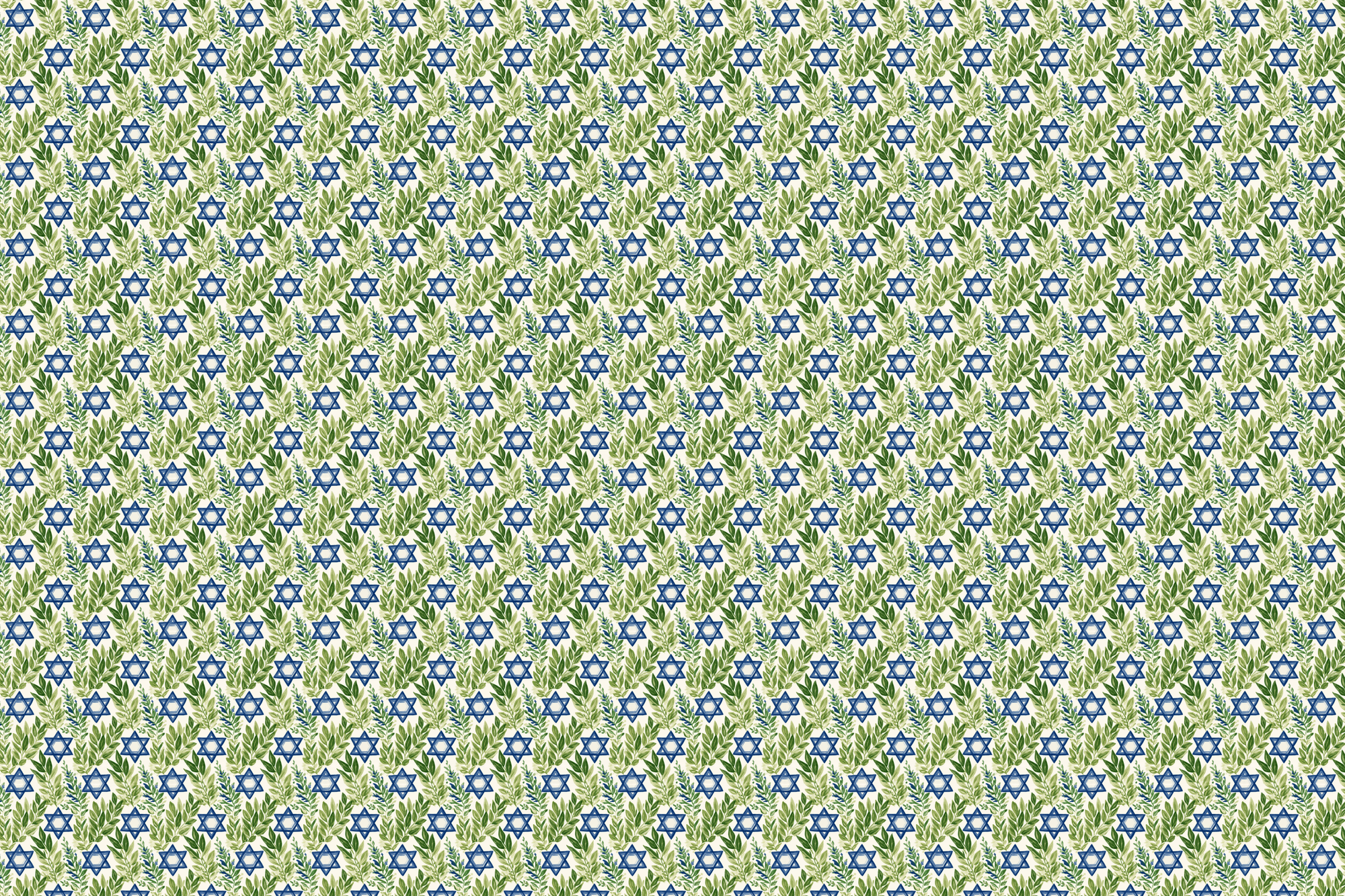 Serene Stars: Hanukkah Botanical Wrapping Paper