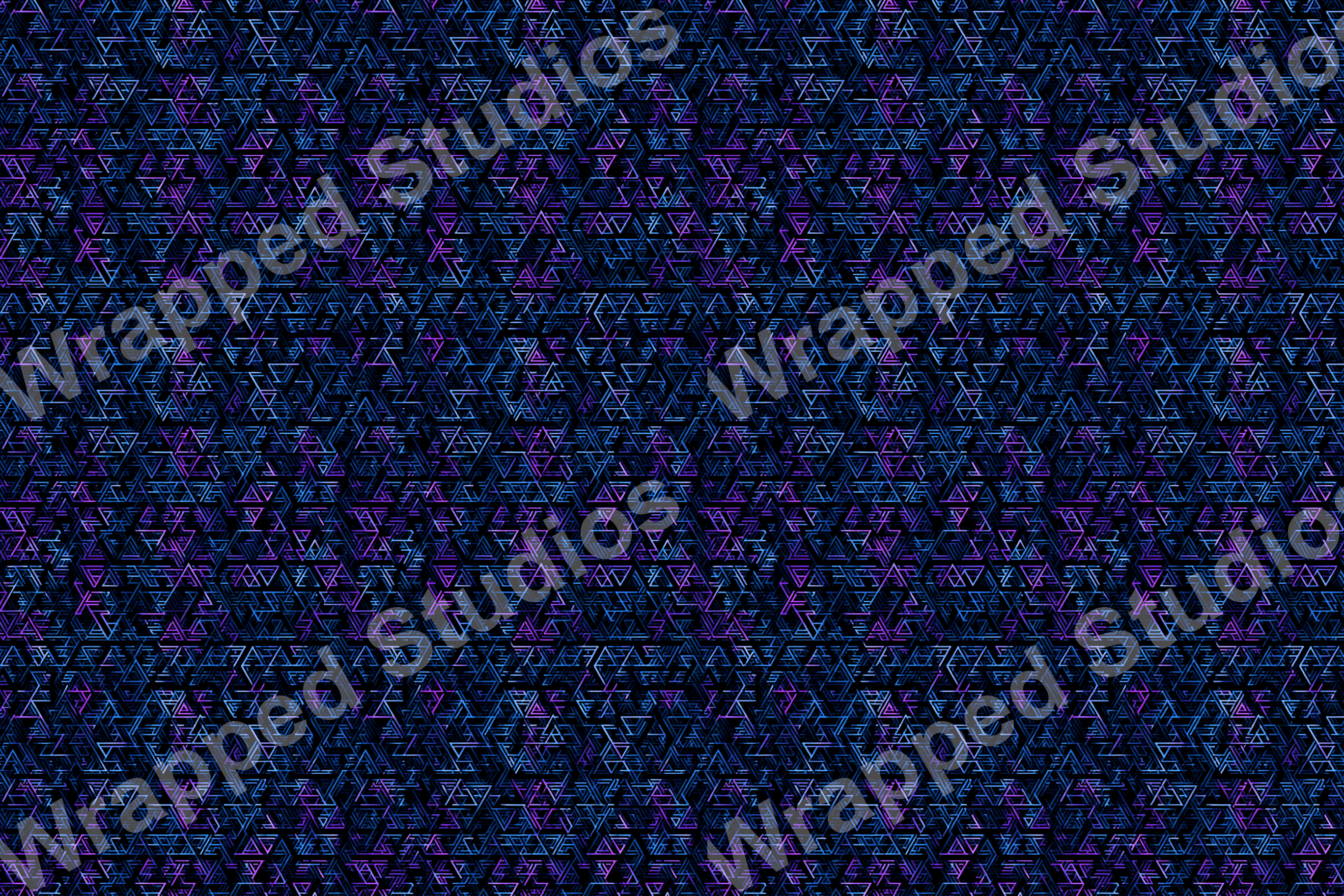 Intricate geometric pattern of layered triangles in shades of blue and violet.