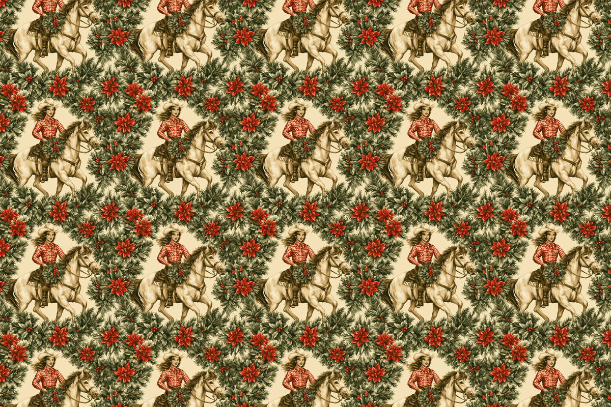 Giddyup Garland: Cowgirl Christmas Wrapping Paper