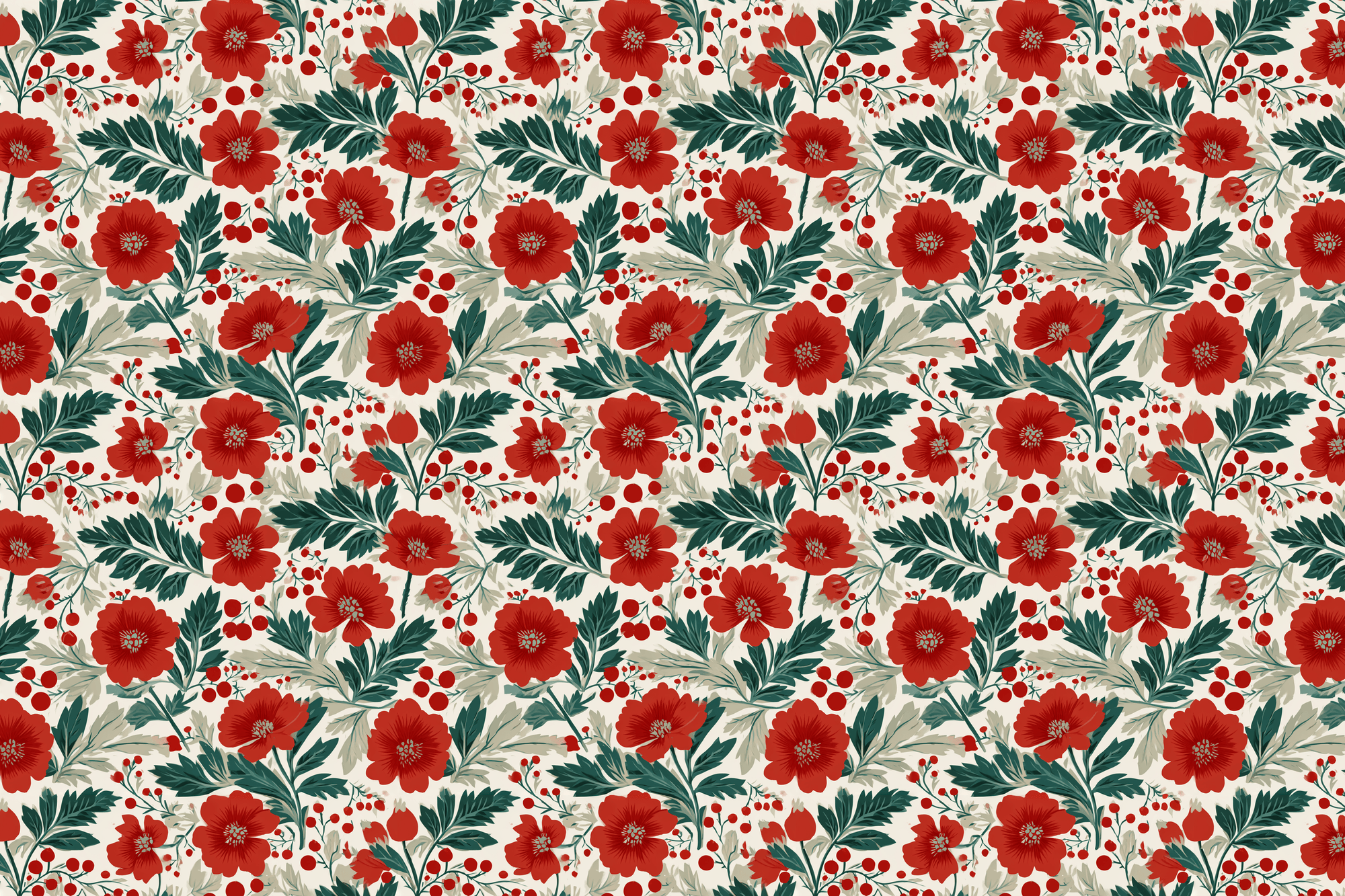 Radiant Ruby Blossoms: Luxury Gift Wrap