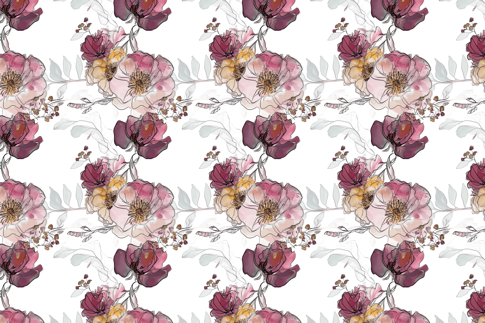 Blushing Blooms: Floral Wrapping Paper