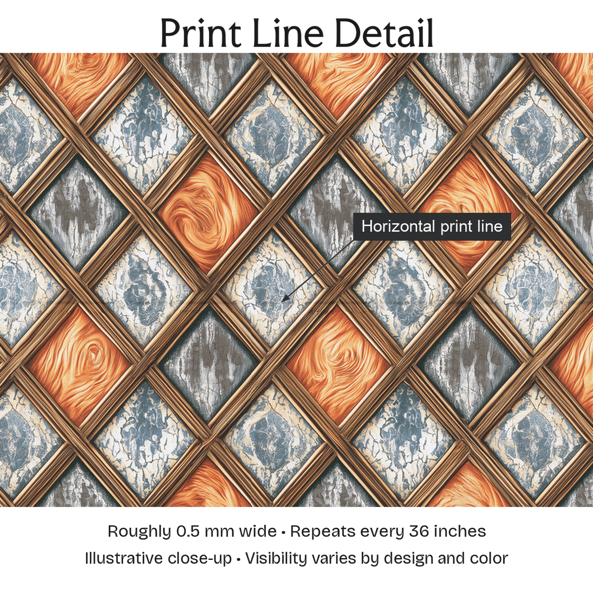 401239 — Print Line Detail. Illustrative close-up; visibility varies by design and color.