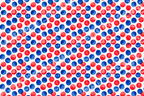 Seamless red and blue watercolor polka dot pattern with a hand-painted texture.