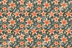 Elegant celestial star pattern with copper and gold stars on a deep teal background.