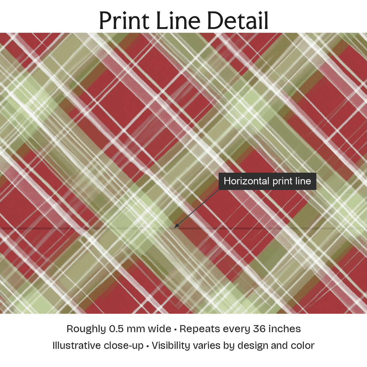 408936 — Print Line Detail. Illustrative close-up; visibility varies by design and color.