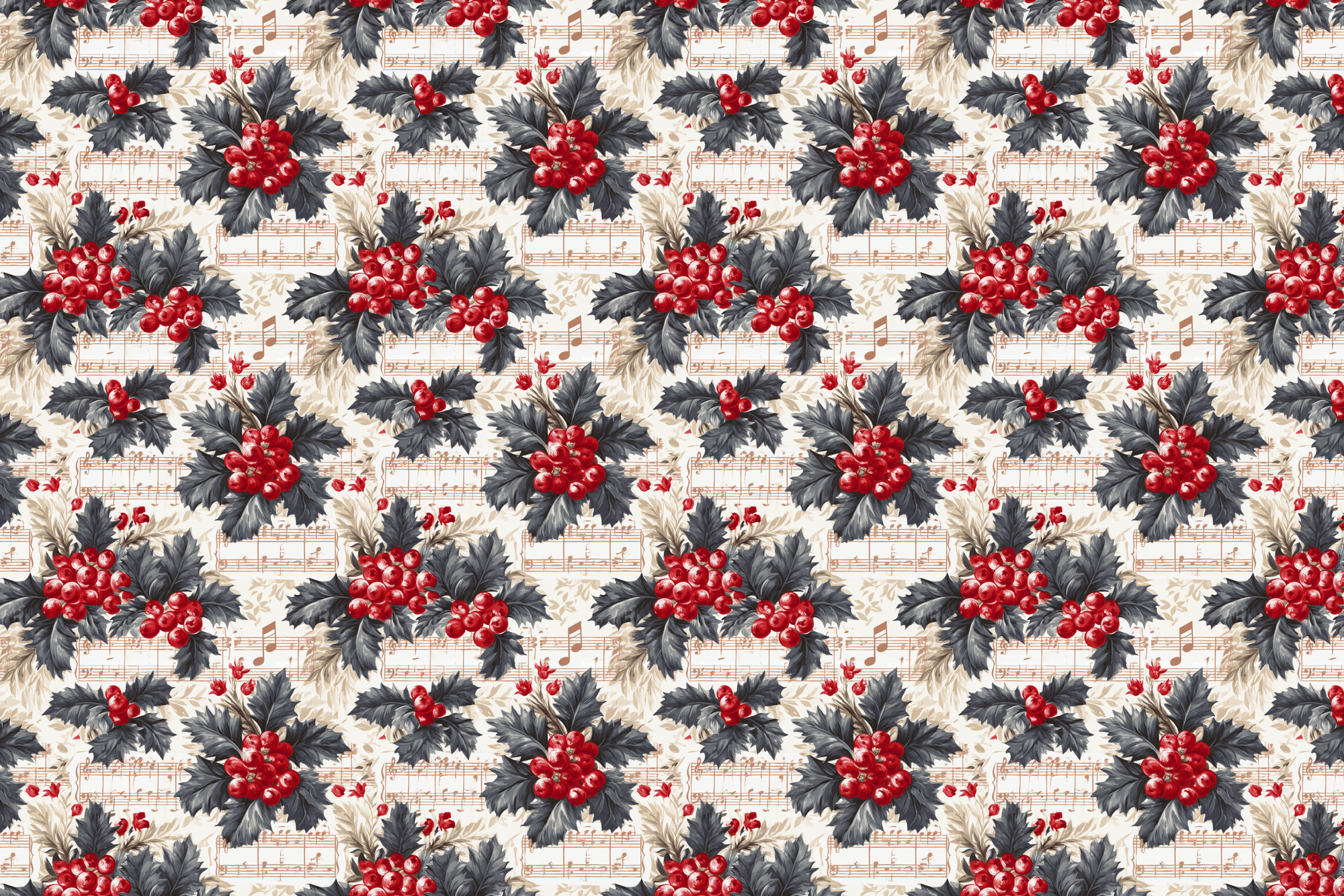 Christmas Carol: Vintage Holly Wrapping Paper