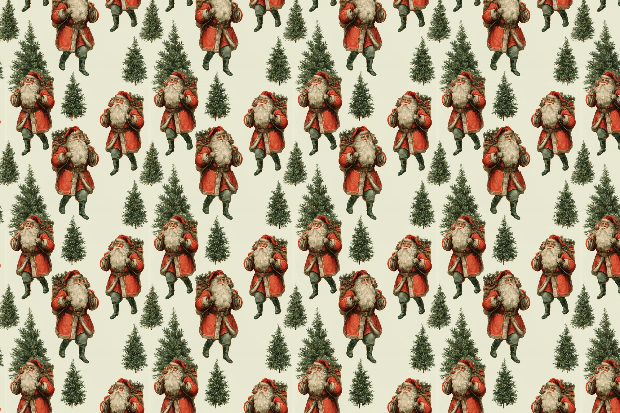 Backpacking Santa: Vintage Santa Wrapping Paper
