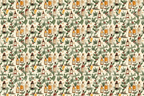 Vintage Christmas pattern with apothecary bottles, pine branches, holly berries, and dried orange slices.