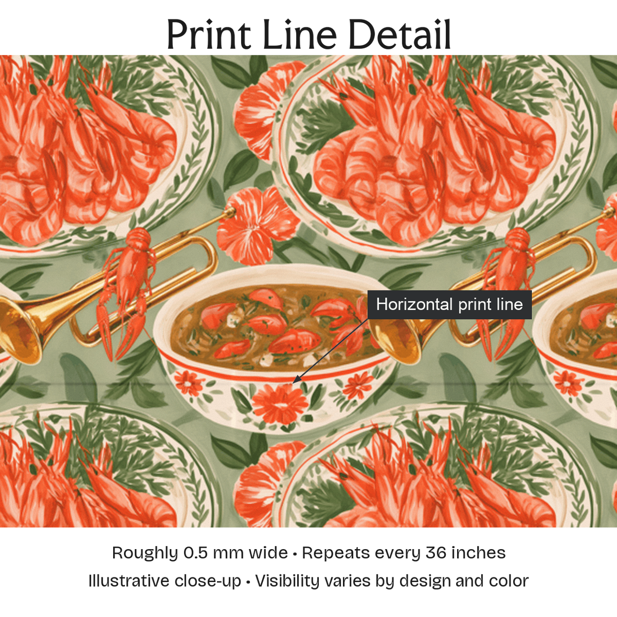 422341 — Print Line Detail. Illustrative close-up; visibility varies by design and color.