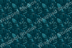 Teal floral pattern with botanical leaf and berry design.