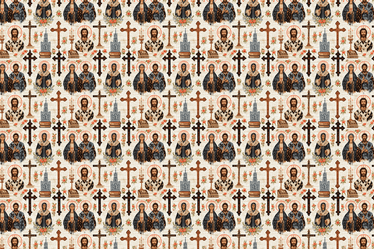 Saintly Chic: Christian Icons Gift Wrap