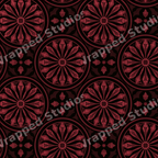 Ornate gothic rose window pattern in deep burgundy and black with a vintage cathedral design.