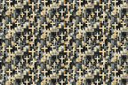 Modern geometric pattern of crosses in shades of beige, gray, and black.