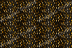 Seamless botanical pattern with golden foliage and small trees on a black background.