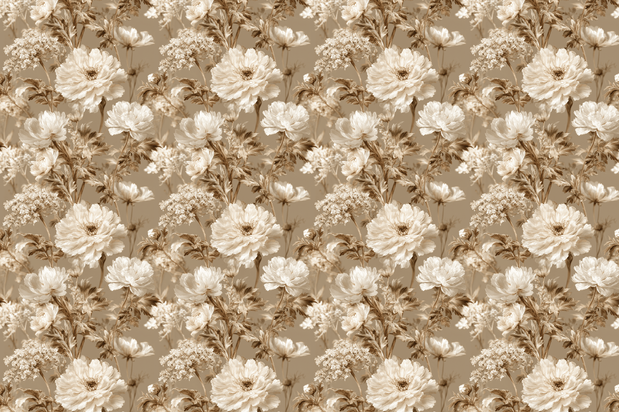 Sexy Sepia: Vintage Floral Wrapping Paper