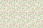 Dainty vintage floral pattern with soft pink watercolor flowers and green leaves on a seamless white background.