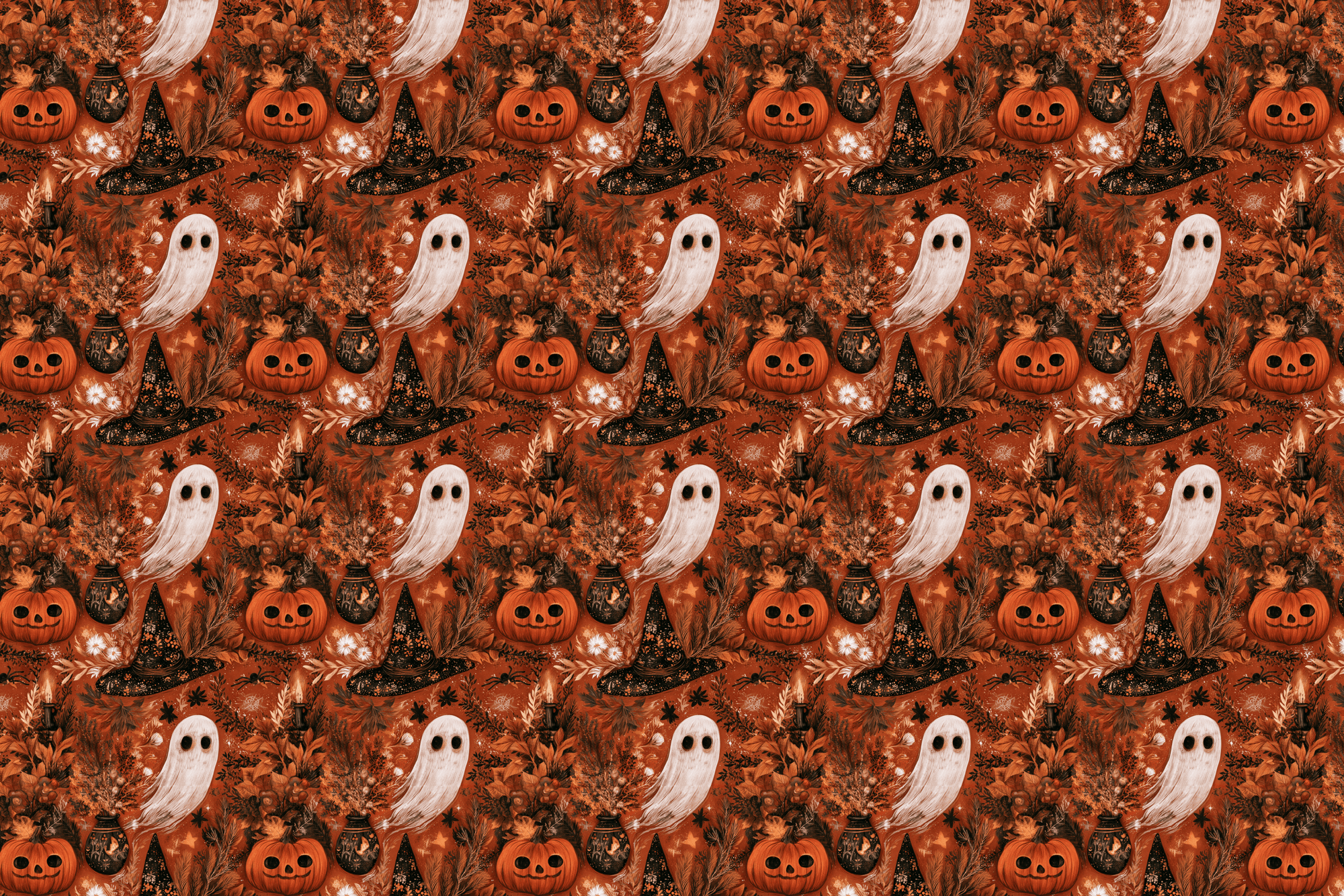 Wicked Witchery: Boho Halloween Wrapping Paper