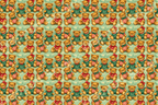 Vintage Christmas teddy bear seamless pattern featuring cute toy bears in red and green holiday outfits.