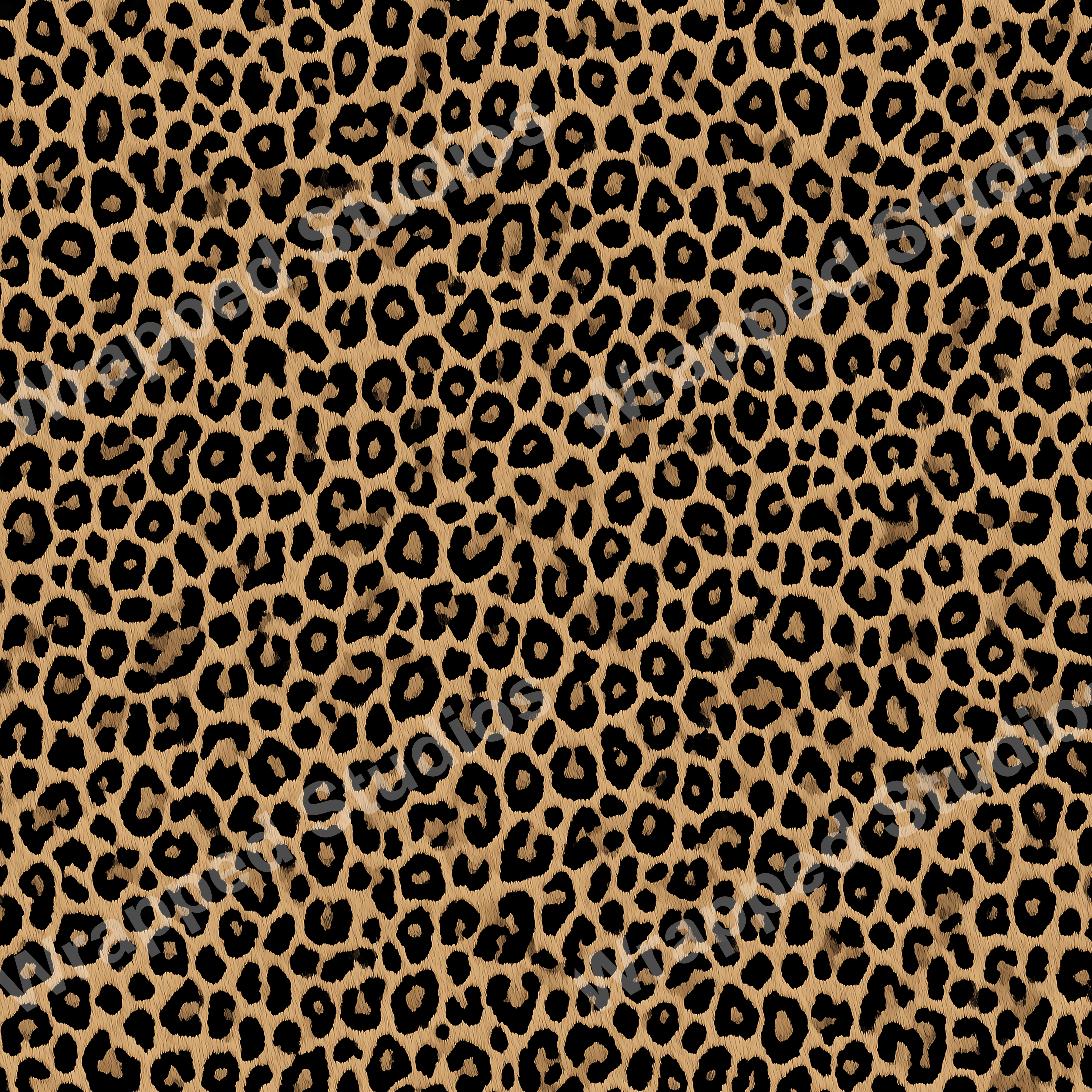 Classic leopard print pattern design in black and tan.