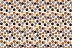 Boho-chic abstract polka dot pattern with hand-drawn textured circles in earthy brown, black, tan, and cream tones.