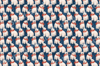 Cute polar bear pattern featuring illustrated white bears in red scarves on a navy blue snowy background.
