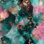 Elegant emerald green and pink alcohol ink pattern with fluid abstract textures and metallic gold foil.