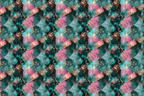 Modern abstract print with swirling teal and pink alcohol ink and metallic gold glitter.