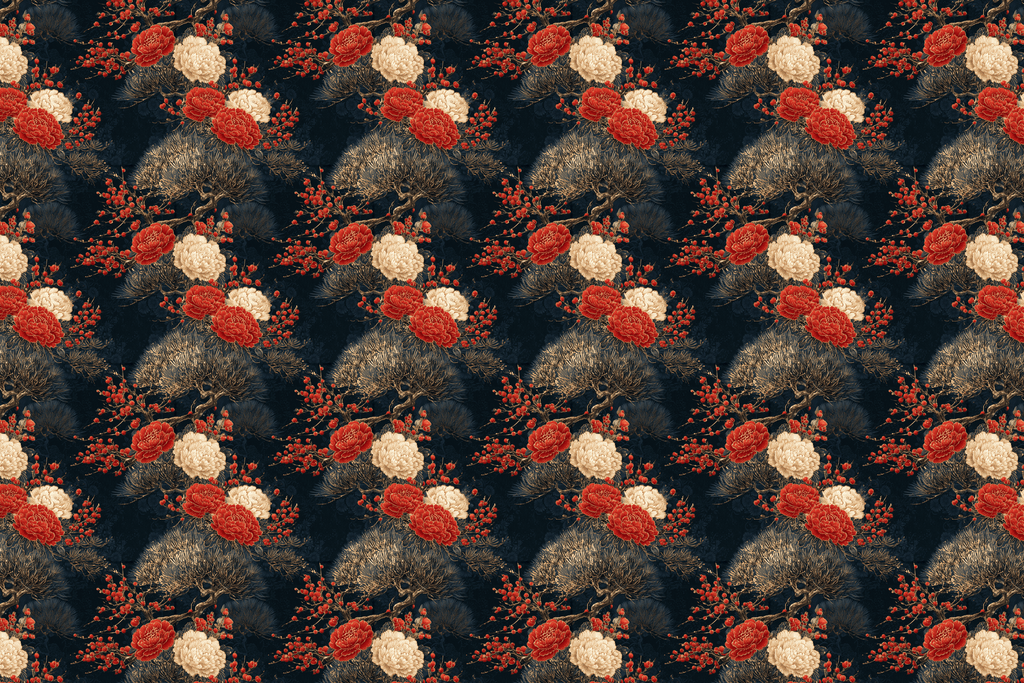Opulent Orchard: Chinese Christmas Wrapping Paper