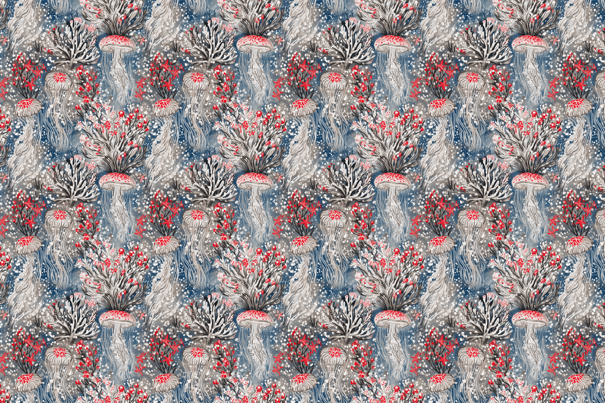 Abyssal Winter: Ocean Jellyfish Wrapping Paper