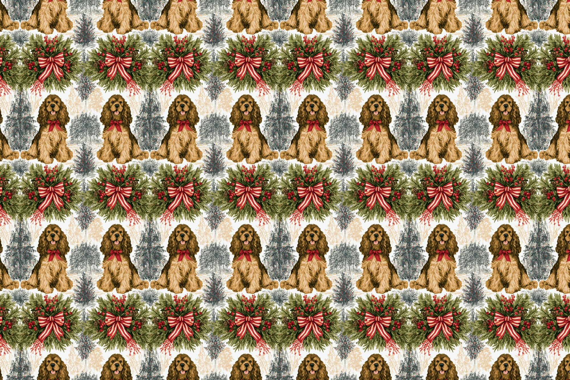 Cozy Cocker Christmas: Vintage Holiday Spaniel Wrapping Paper