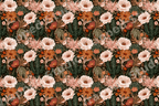 Vintage botanical cactus floral pattern with desert blooms in terracotta, sage green, and blush pink.