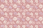 Dusty rose floral pattern with large peony blossoms in muted lilac, blush, and cream hues.
