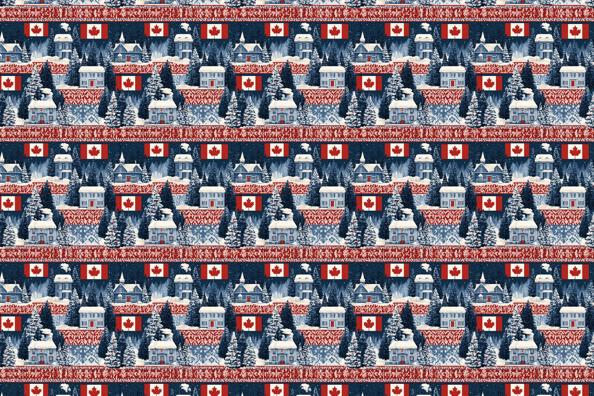 Cozy Cabin: Canadian Christmas Wrapping Paper