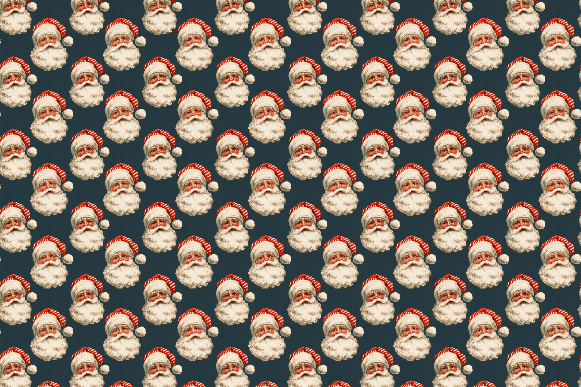 Retro Kringle: Vintage Santa Wrapping Paper (Slate Blue)