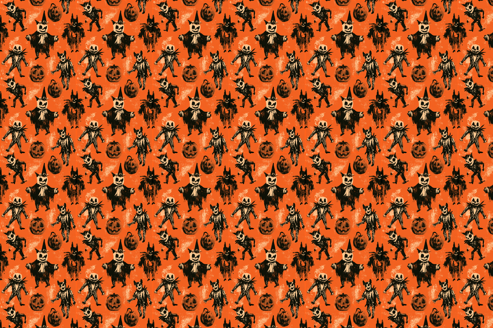 Gothic Ghouls: Vintage Halloween Wrapping Paper