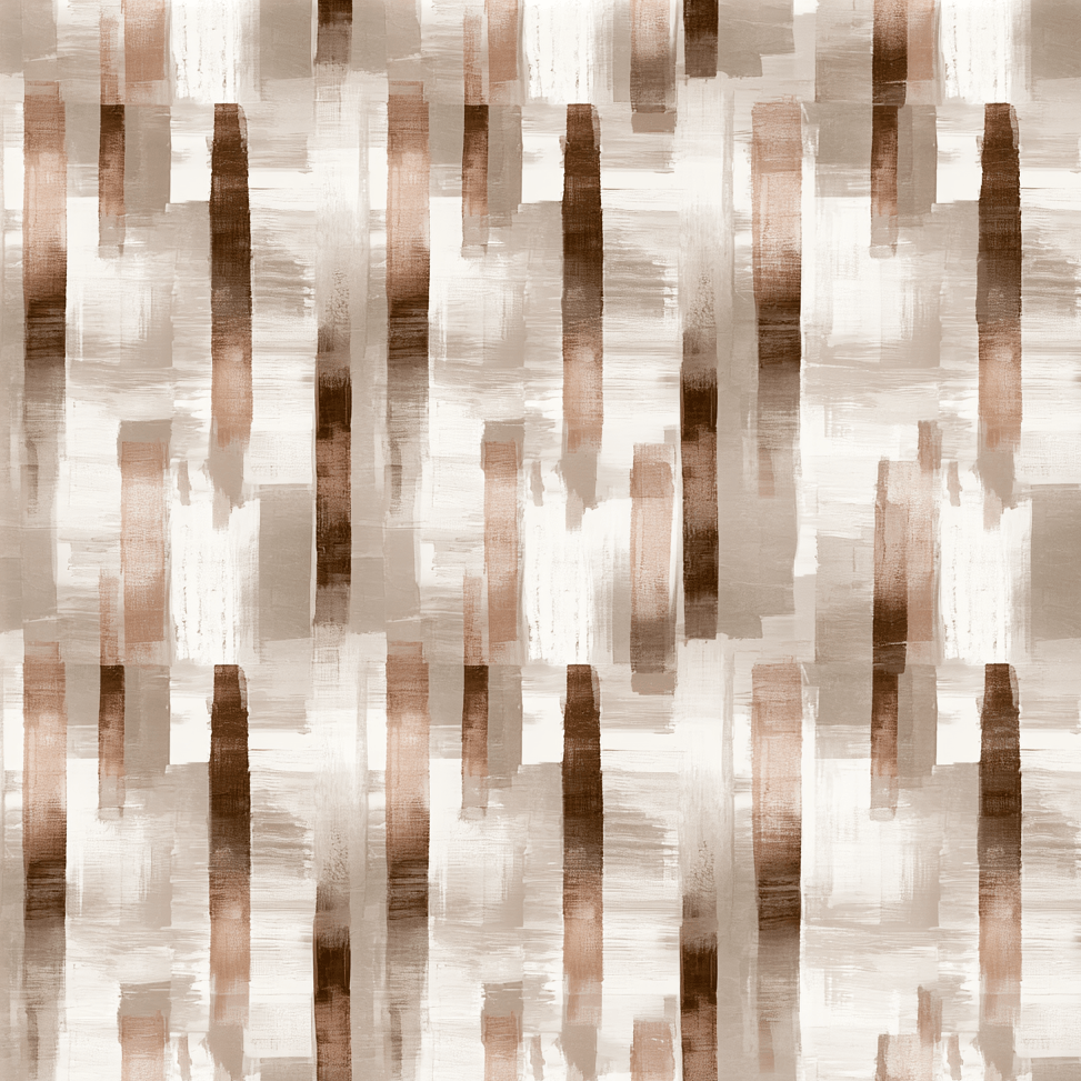 Modern abstract print with textured vertical brushstrokes in neutral shades of beige, cream, and brown.