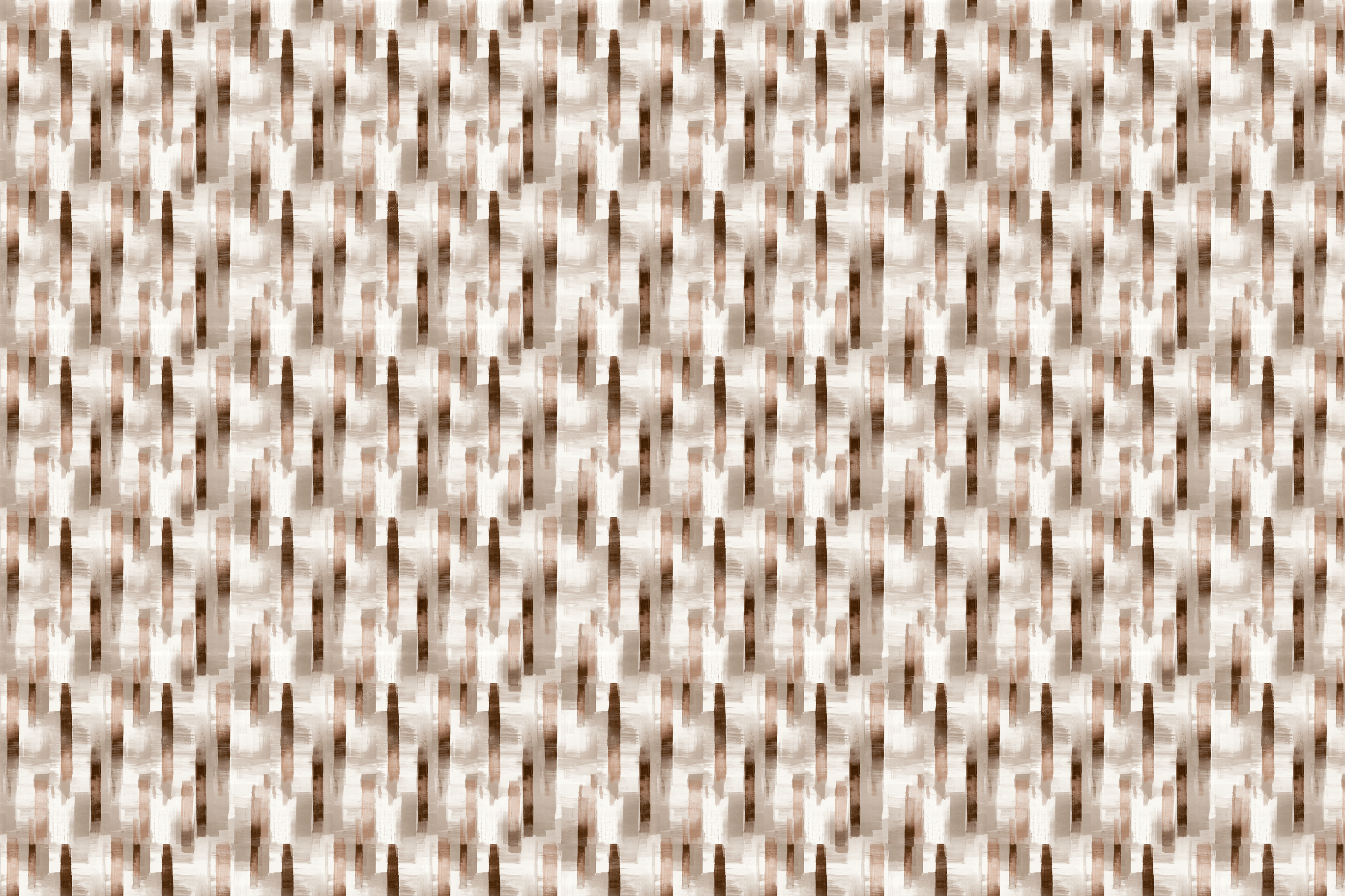 Modern abstract print featuring textured vertical stripes in neutral beige and brown tones.
