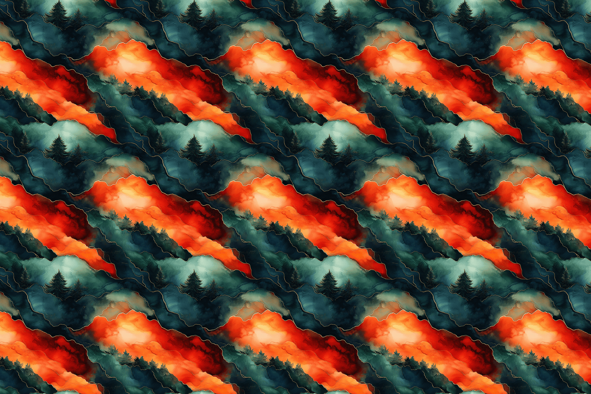 Winter Peaks: Watercolor Mountain Wrapping Paper